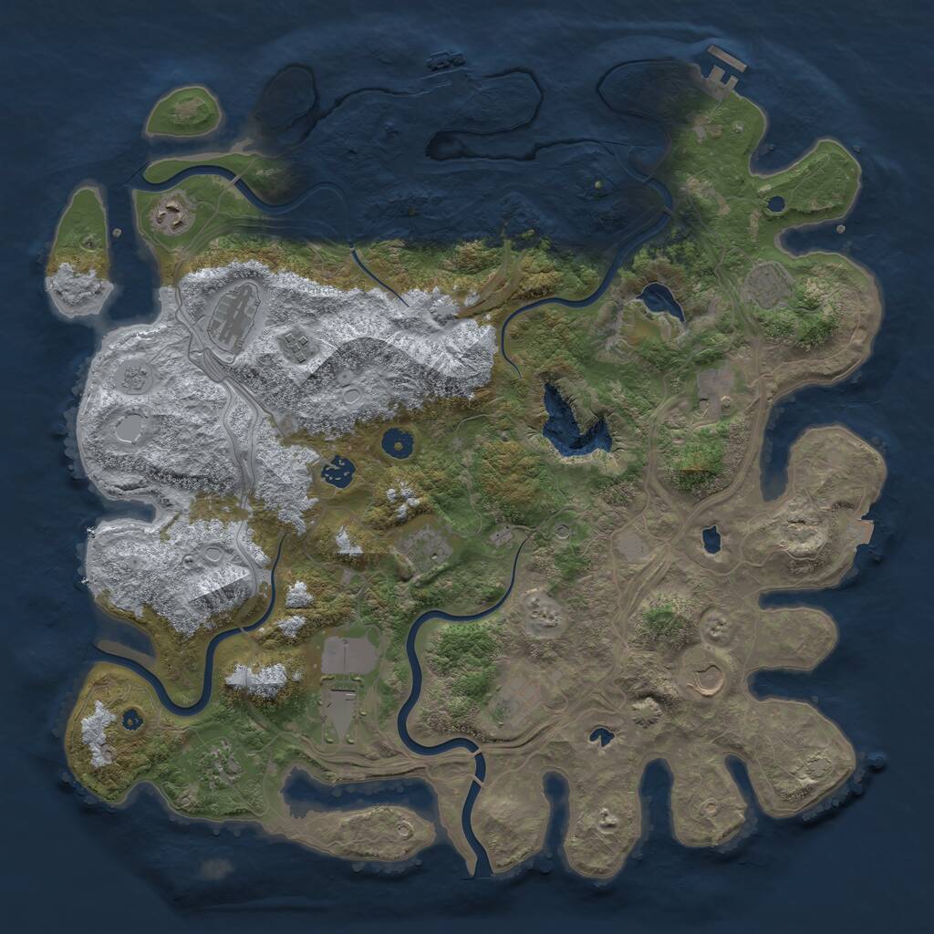 Rust Map: Procedural Map, Size: 4500, Seed: 1343379068, 17 Monuments