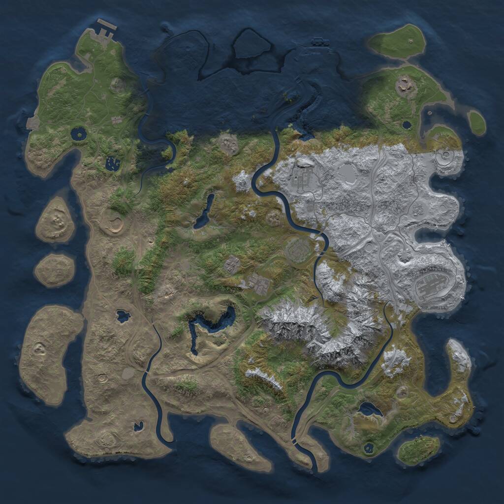 Rust Map: Procedural Map, Size: 5000, Seed: 2113013598, 14 Monuments