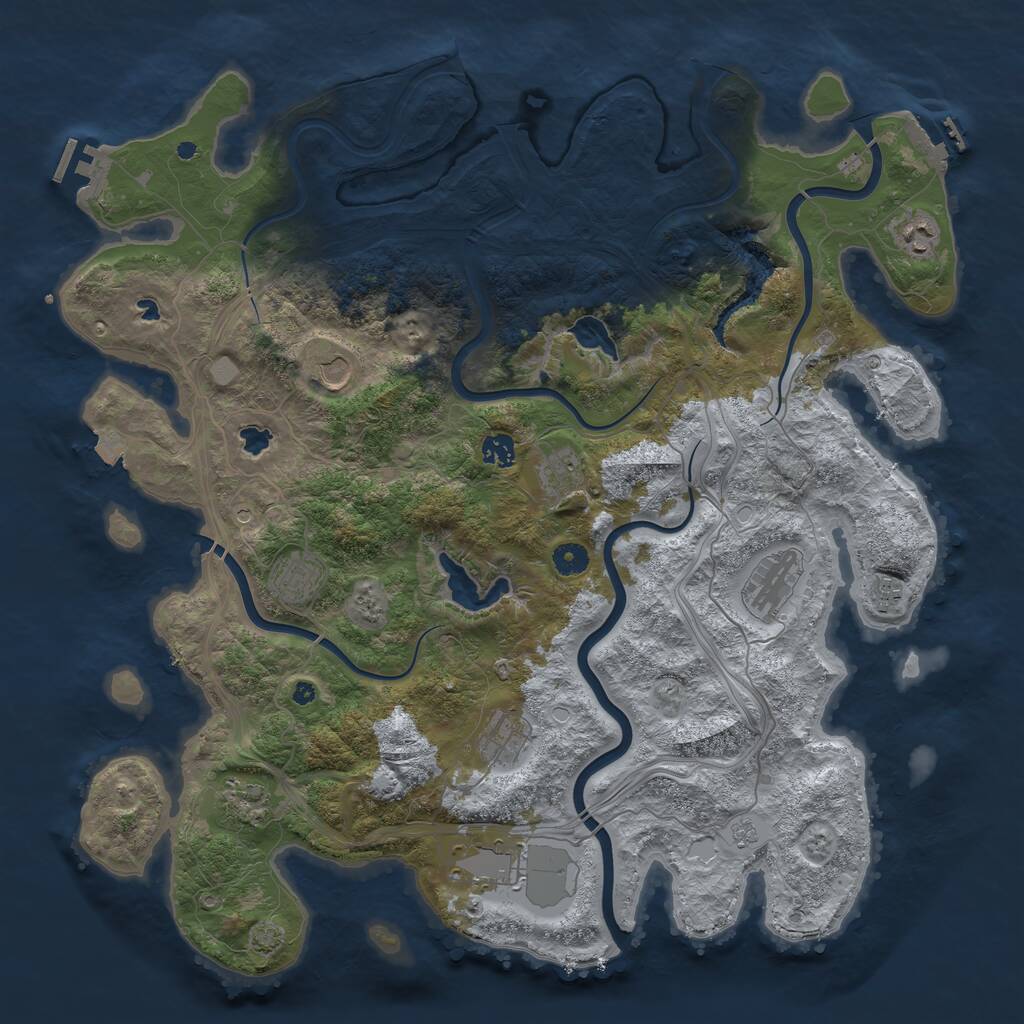 Rust Map: Procedural Map, Size: 4500, Seed: 524943136, 16 Monuments