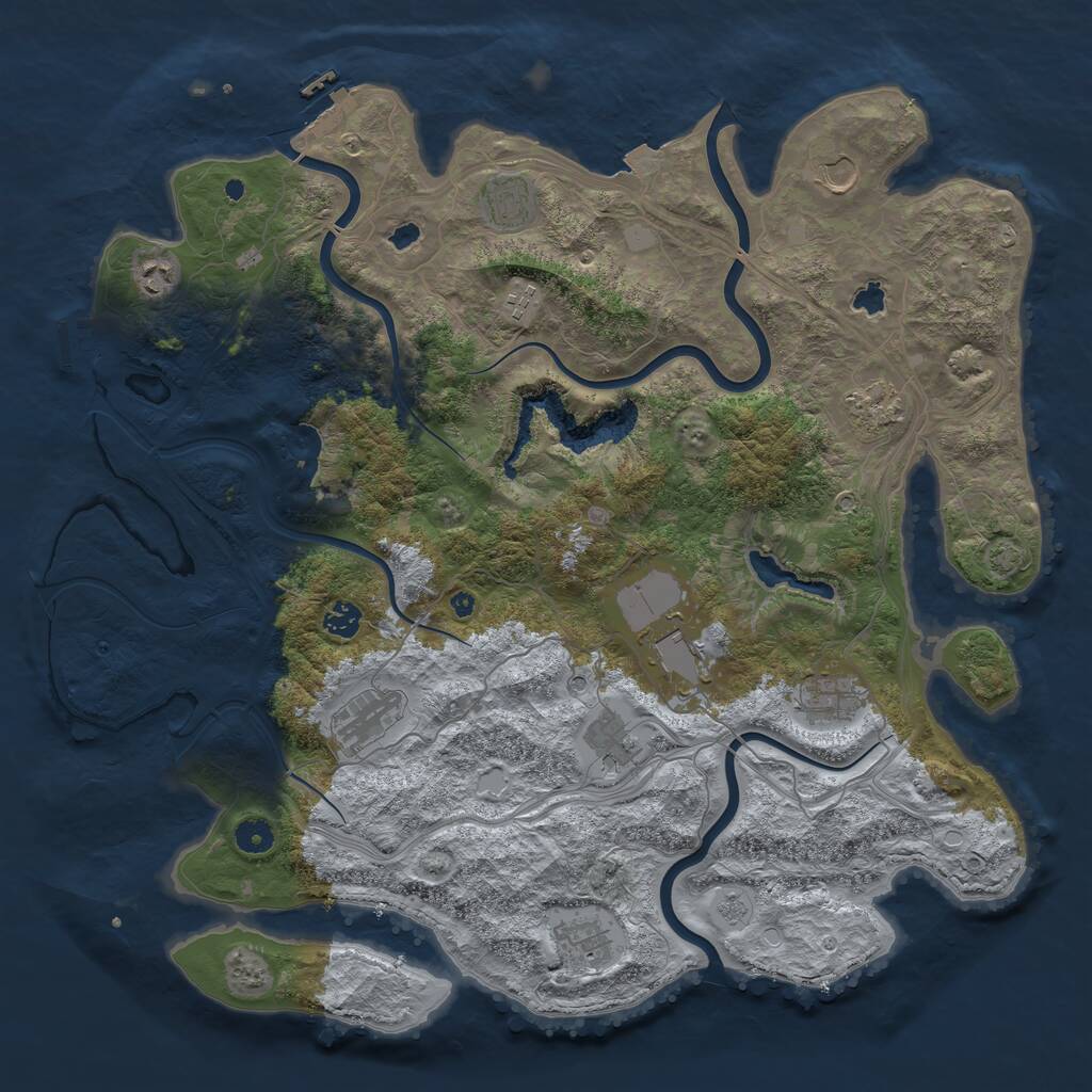 Rust Map: Procedural Map, Size: 4500, Seed: 705326, 17 Monuments