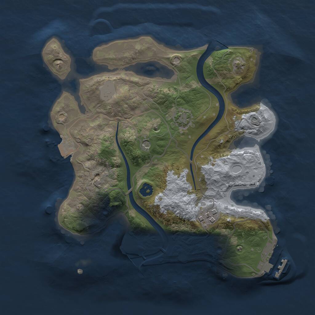 Rust Map: Procedural Map, Size: 2400, Seed: 118217541, 5 Monuments
