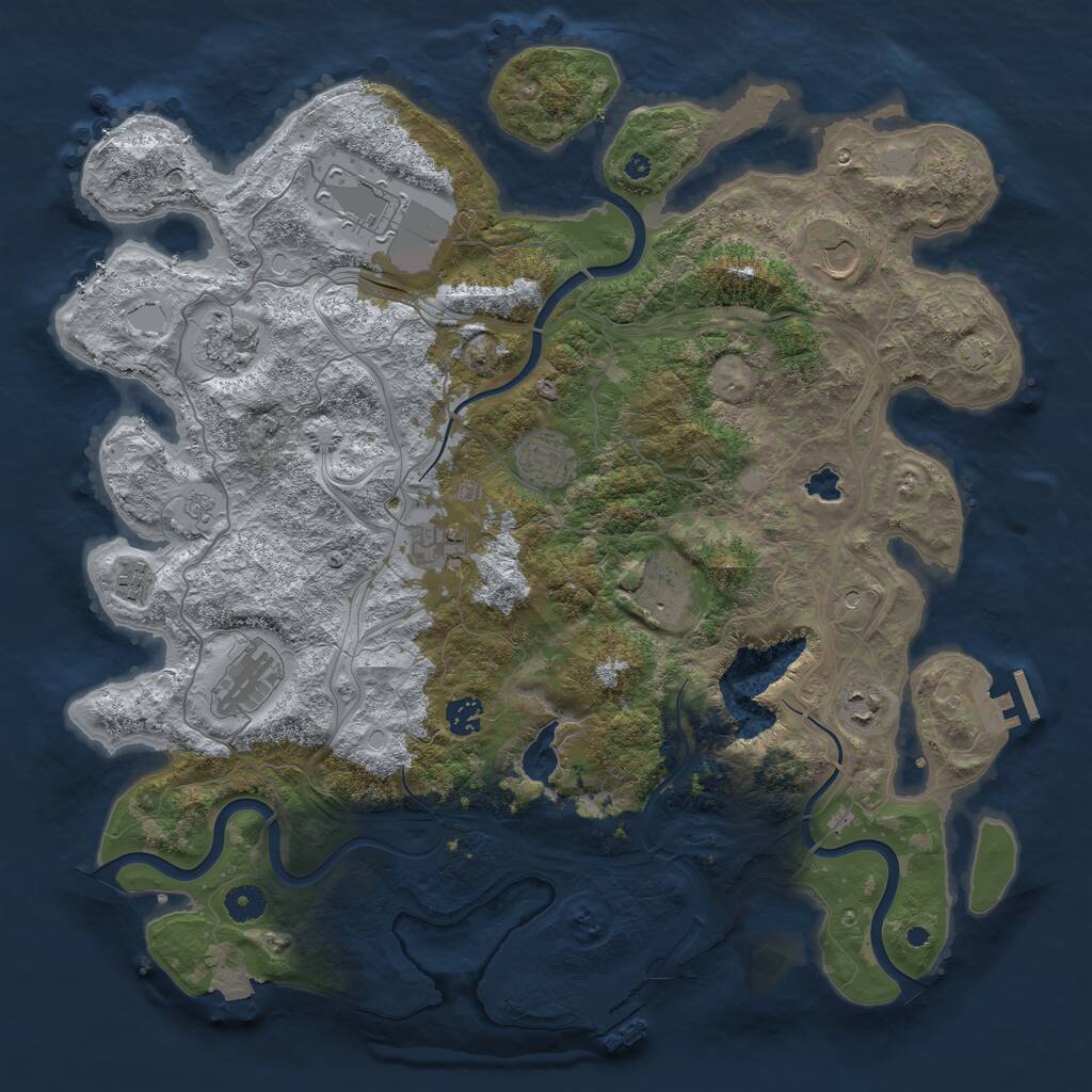 Rust Map: Procedural Map, Size: 4250, Seed: 401243126, 16 Monuments