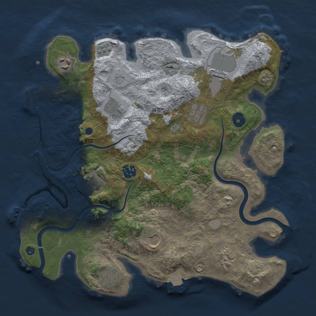 Rust Map: Procedural Map, Size: 3500, Seed: 483702618, 16 Monuments