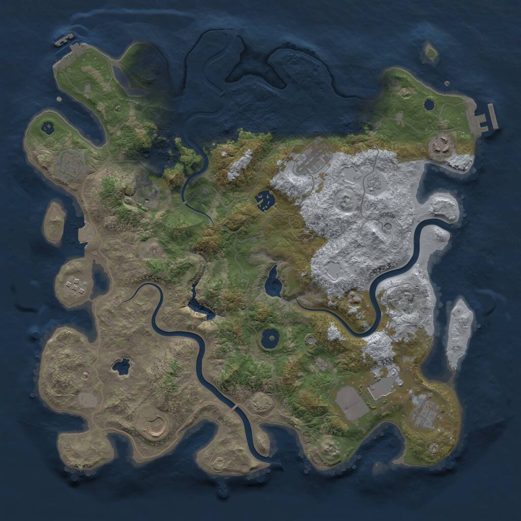 Rust Map: Procedural Map, Size: 4000, Seed: 2077883189, 15 Monuments