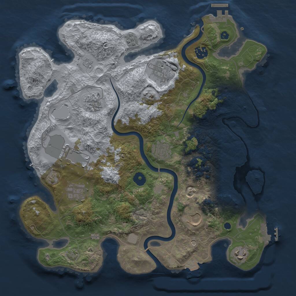 Rust Map: Procedural Map, Size: 3500, Seed: 422228085, 15 Monuments