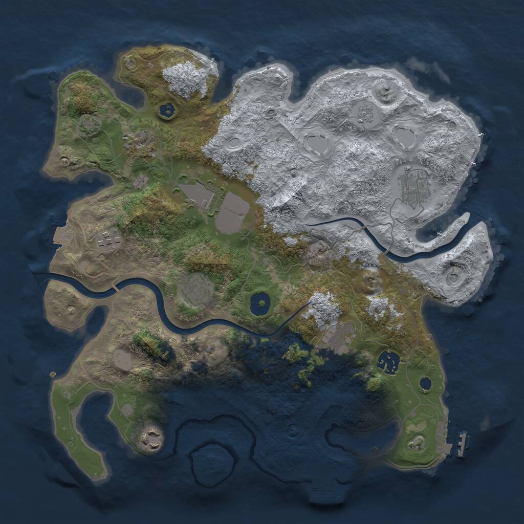 Rust Map: Procedural Map, Size: 3500, Seed: 690290882, 14 Monuments