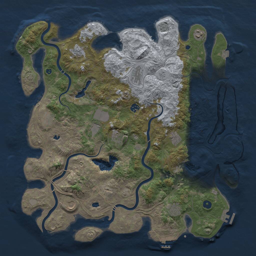 Rust Map: Procedural Map, Size: 4500, Seed: 1393735046, 17 Monuments