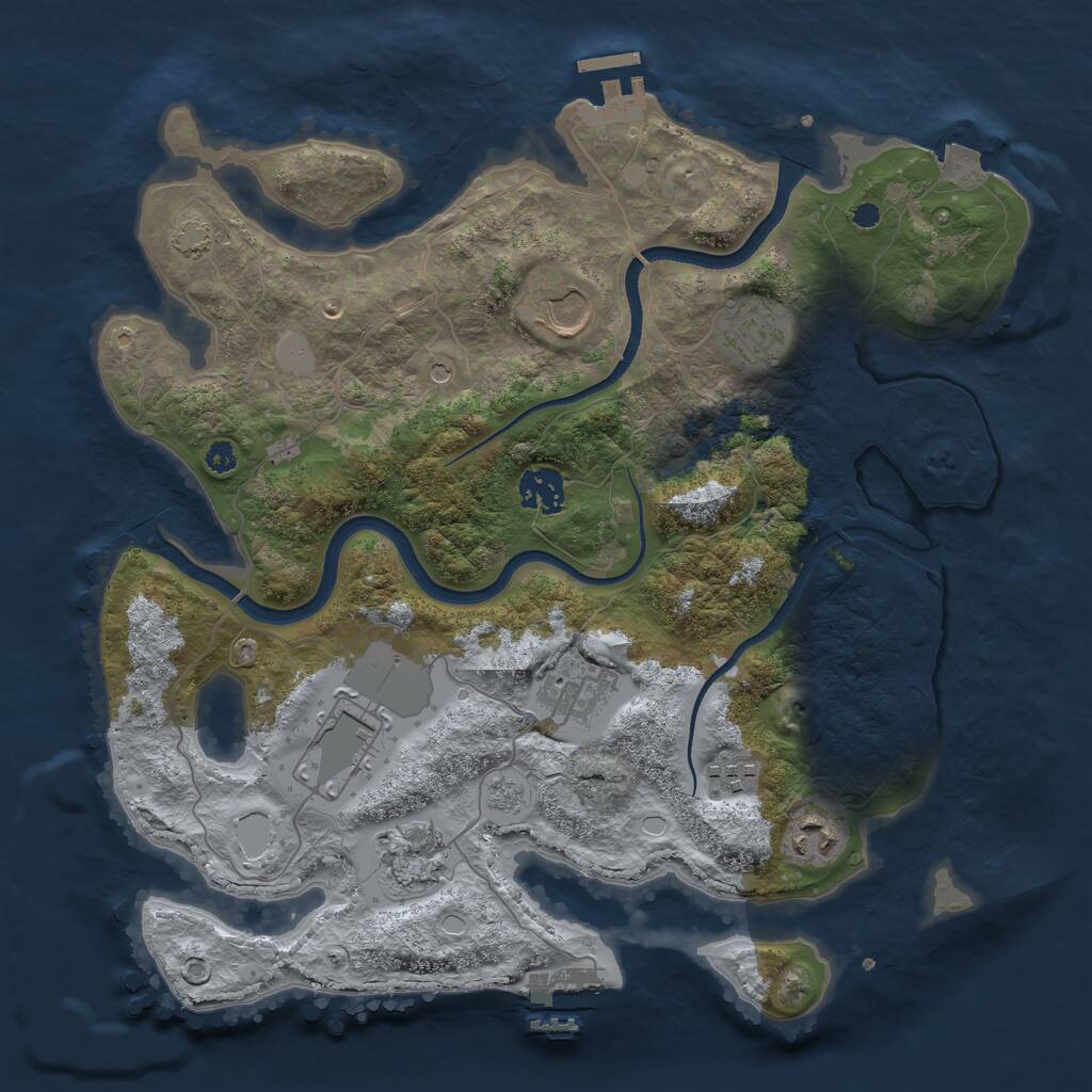 Rust Map: Procedural Map, Size: 3500, Seed: 109140506, 14 Monuments