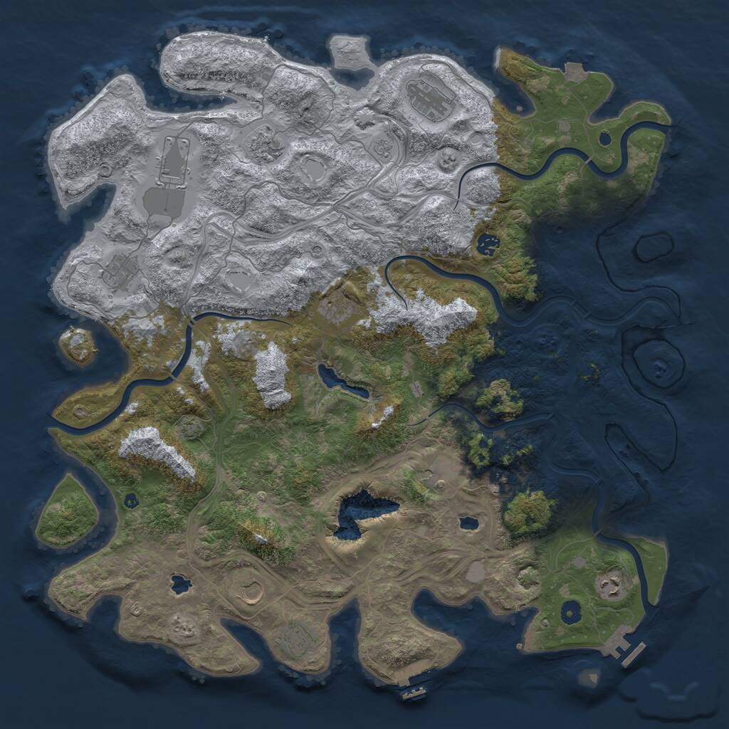 Rust Map: Procedural Map, Size: 4800, Seed: 55154104, 17 Monuments