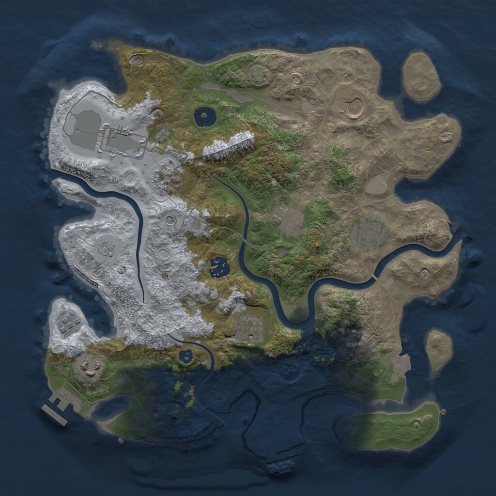Rust Map: Procedural Map, Size: 3500, Seed: 525810857, 15 Monuments