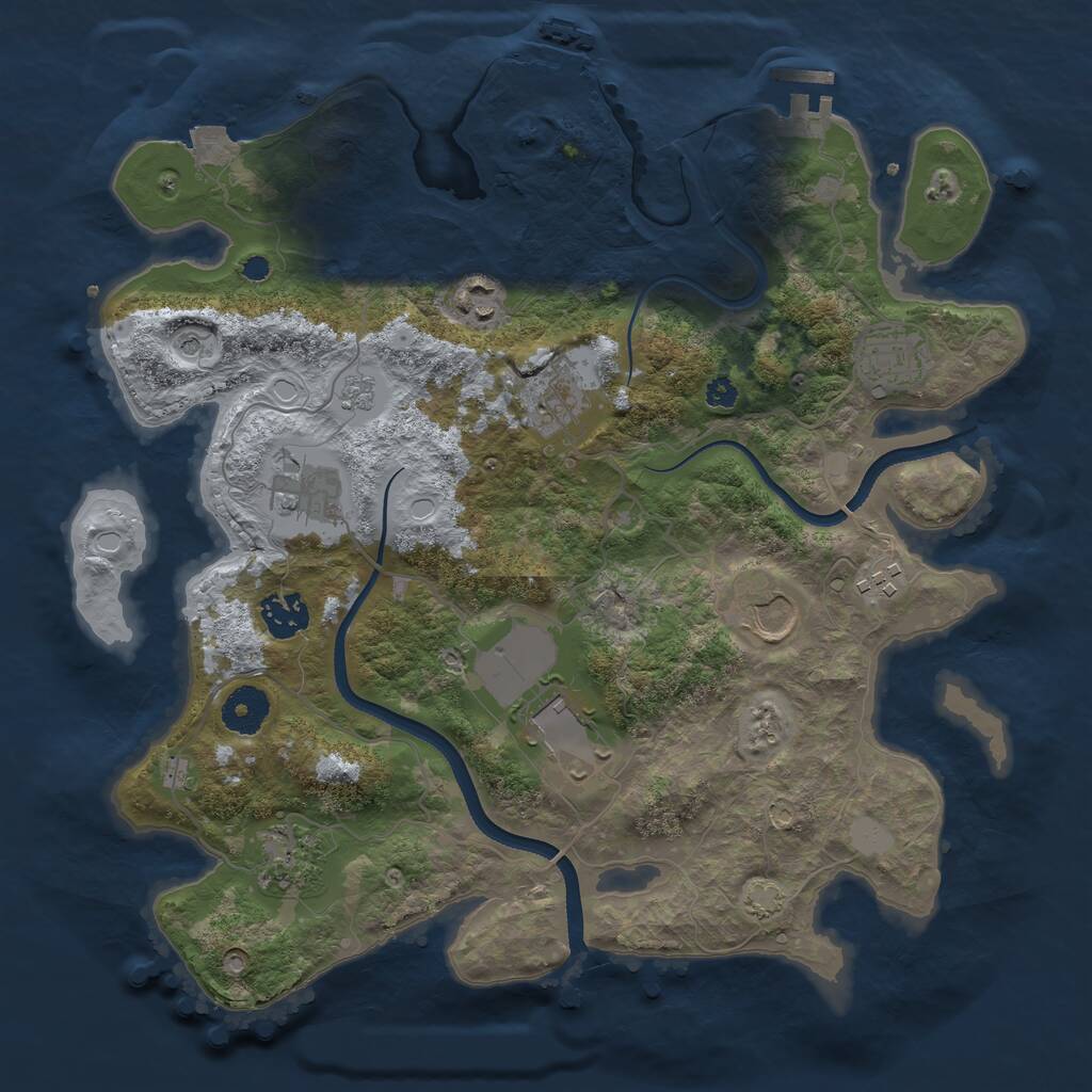 Rust Map: Procedural Map, Size: 3500, Seed: 1702695022, 15 Monuments