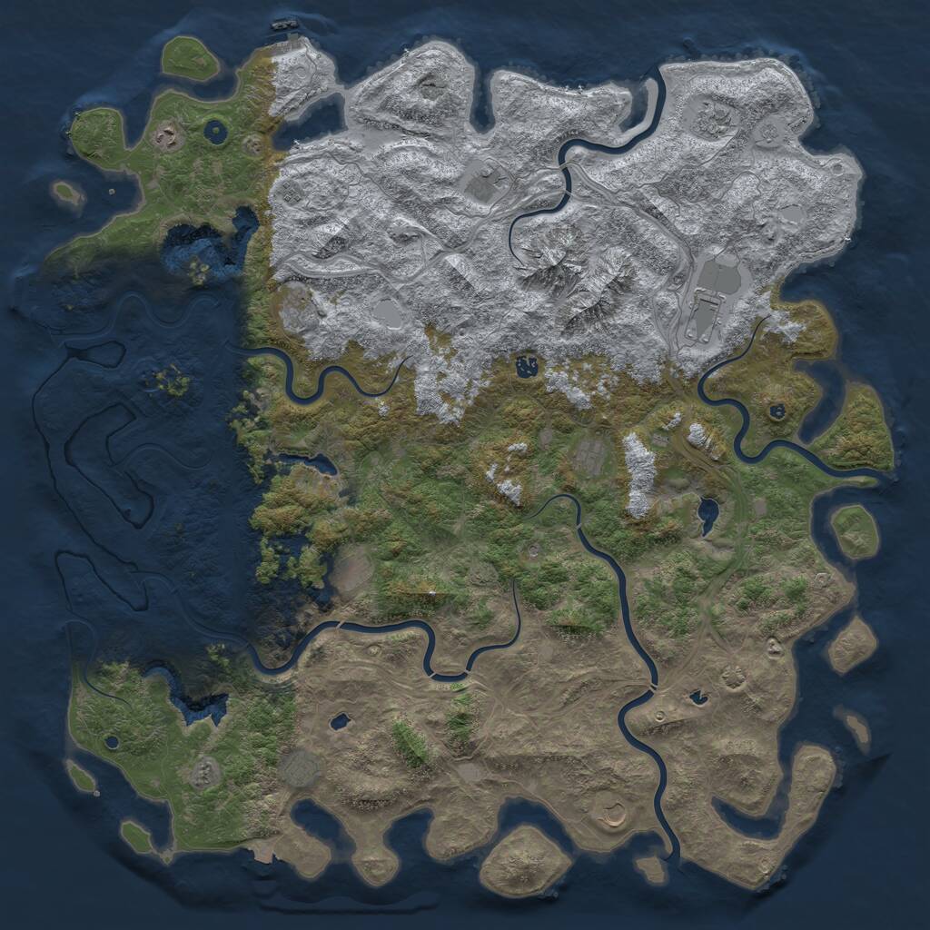 Rust Map: Procedural Map, Size: 6000, Seed: 697113, 17 Monuments
