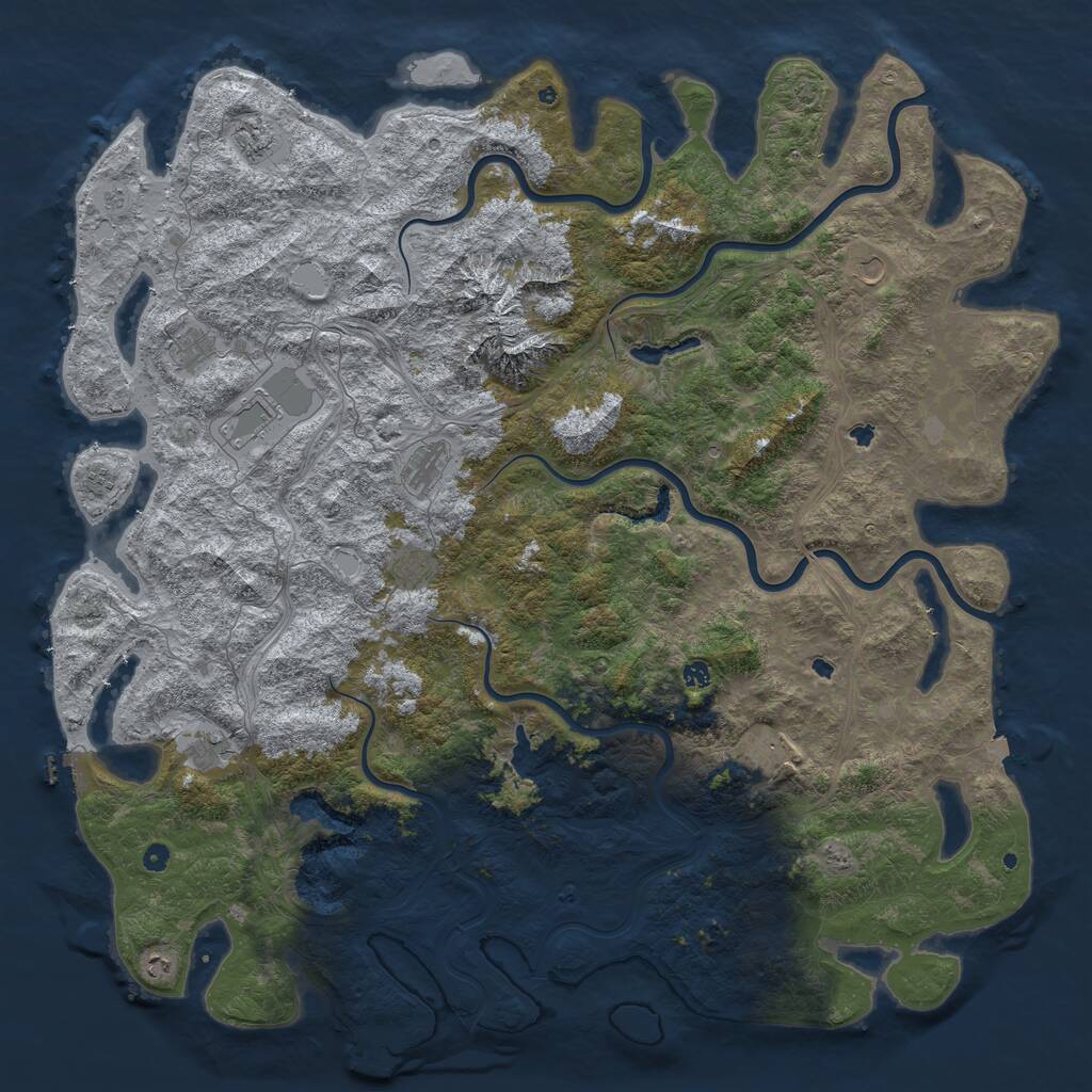 Rust Map: Procedural Map, Size: 6000, Seed: 11562, 17 Monuments