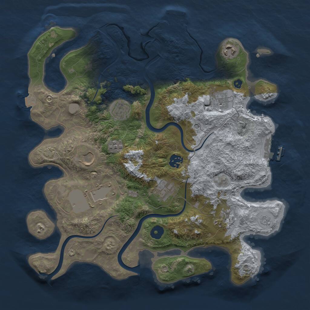 Rust Map: Procedural Map, Size: 3500, Seed: 4269501, 15 Monuments