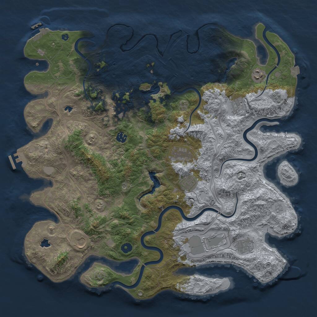Rust Map: Procedural Map, Size: 4500, Seed: 104684, 16 Monuments