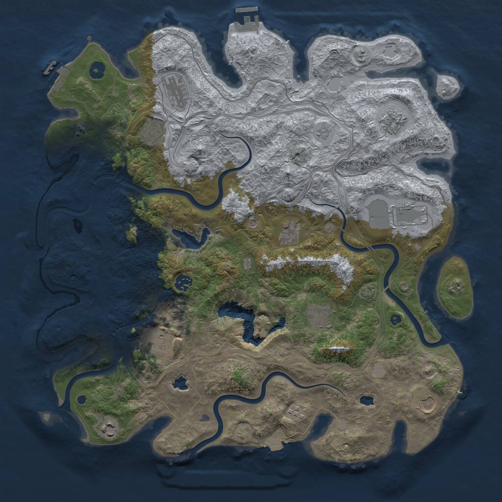 Rust Map: Procedural Map, Size: 4500, Seed: 1242655346, 17 Monuments