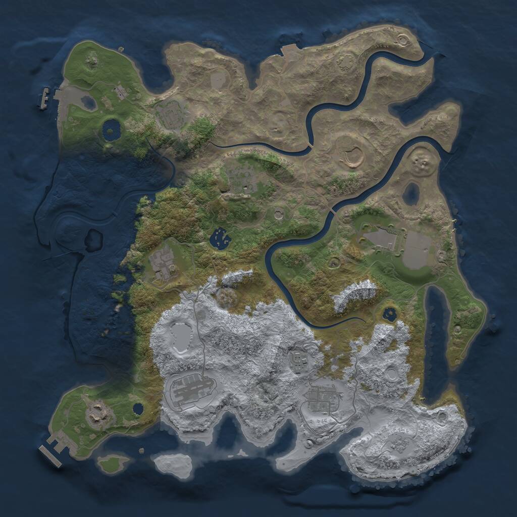 Rust Map: Procedural Map, Size: 3750, Seed: 1719452457, 16 Monuments