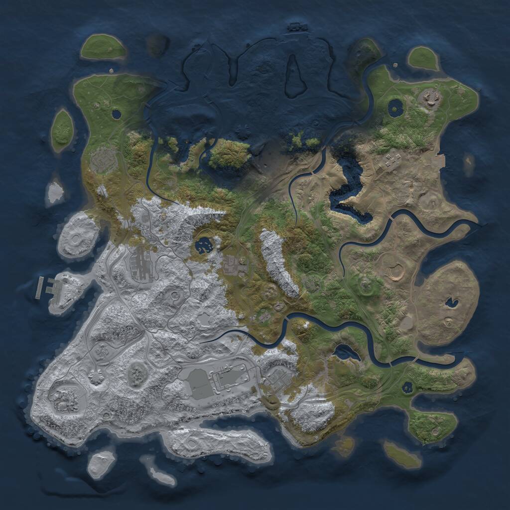 Rust Map: Procedural Map, Size: 4500, Seed: 354766489, 17 Monuments