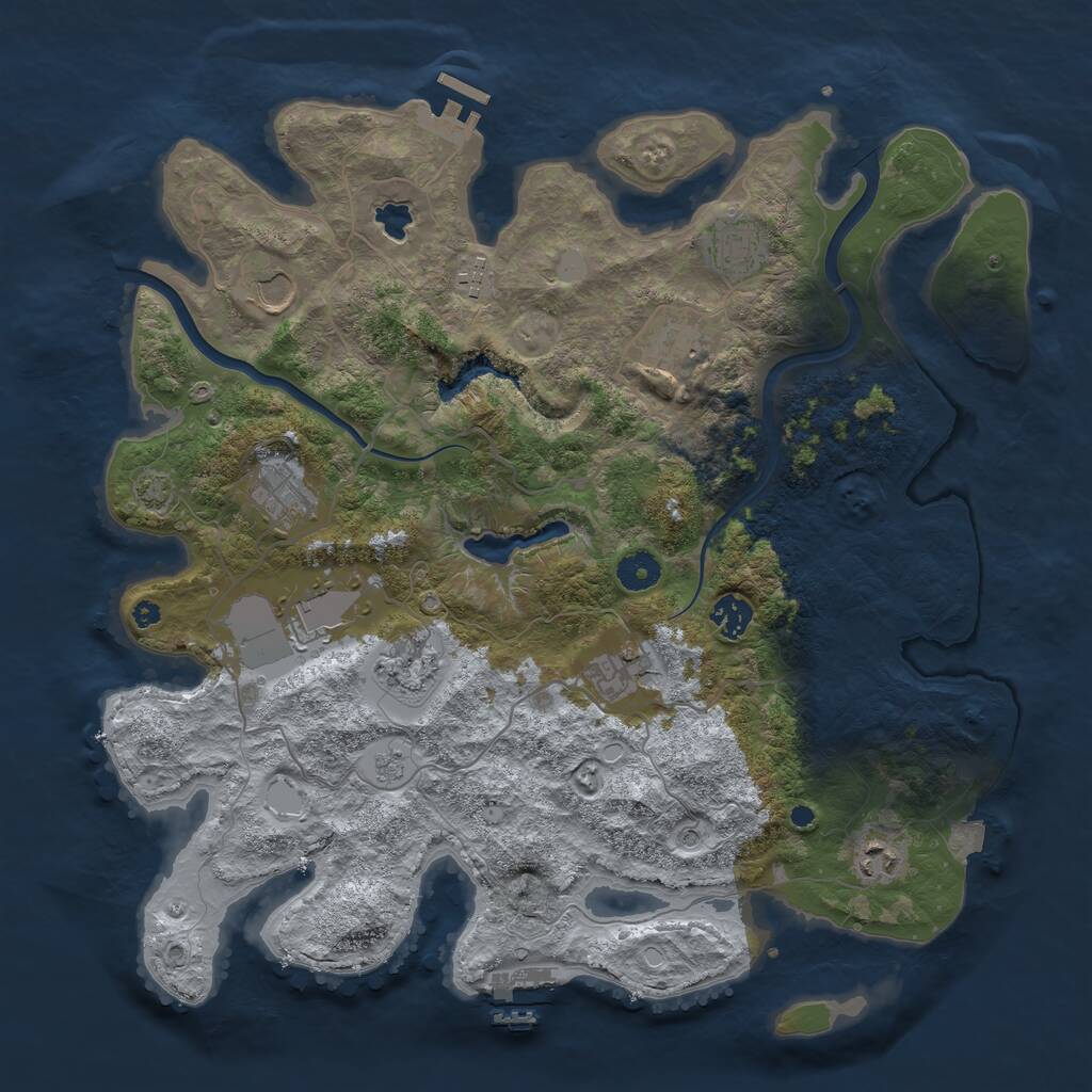 Rust Map: Procedural Map, Size: 4000, Seed: 909004927, 16 Monuments