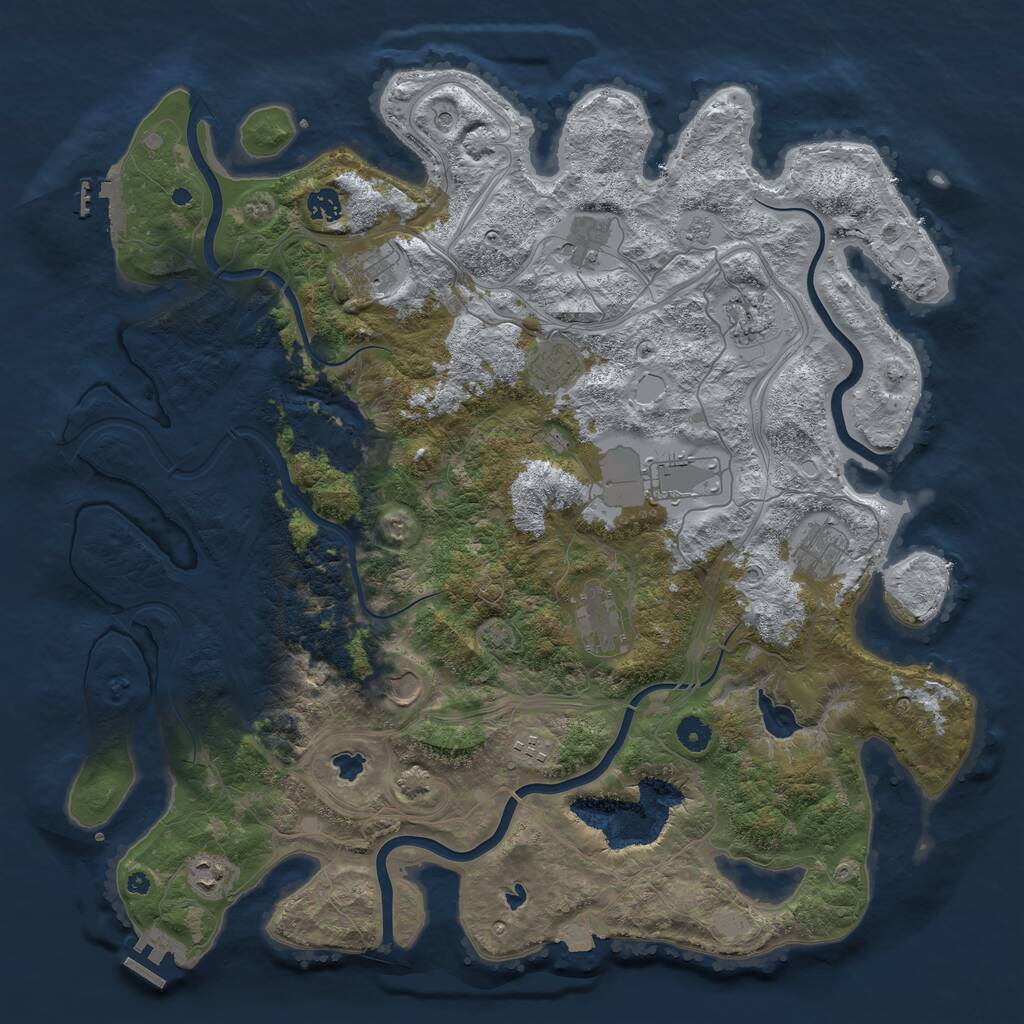 Rust Map: Procedural Map, Size: 4500, Seed: 408113, 17 Monuments