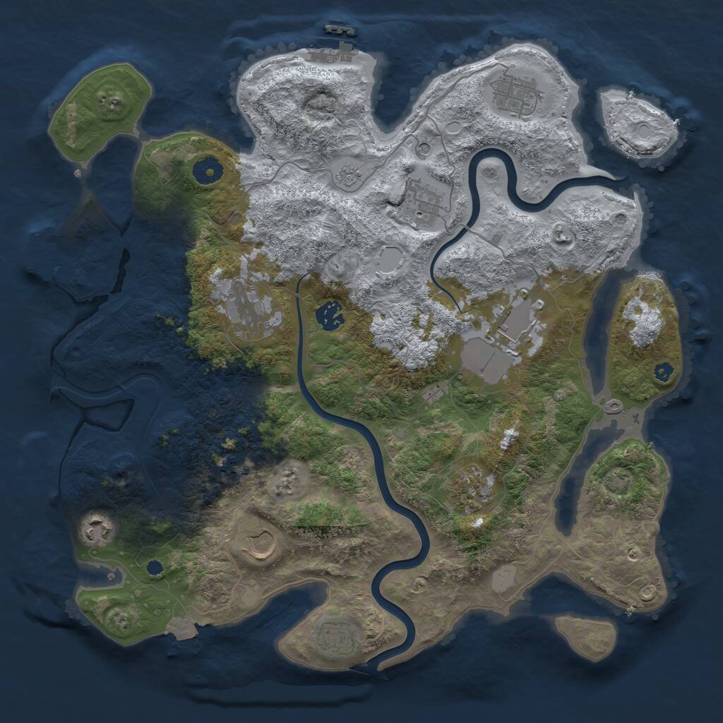 Rust Map: Procedural Map, Size: 3800, Seed: 2097596704, 16 Monuments