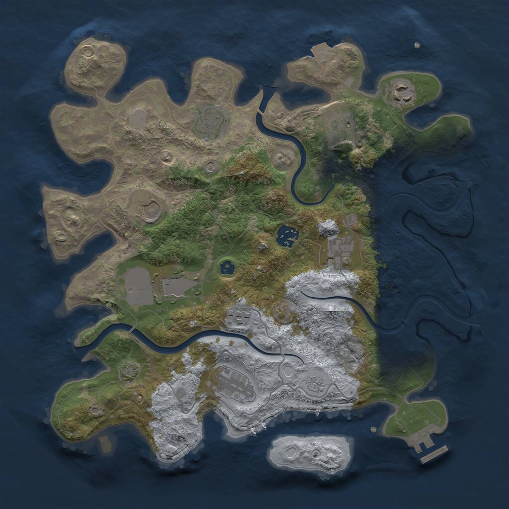 Rust Map: Procedural Map, Size: 3500, Seed: 630561176, 14 Monuments
