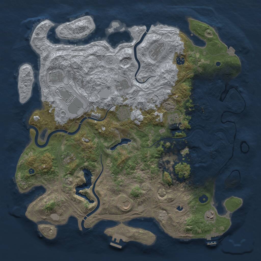 Rust Map: Procedural Map, Size: 4500, Seed: 1630951846, 17 Monuments