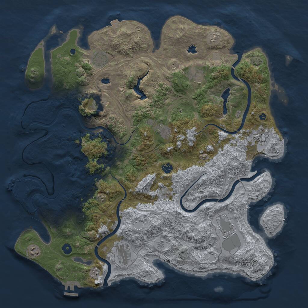 Rust Map: Procedural Map, Size: 4500, Seed: 759559604, 16 Monuments