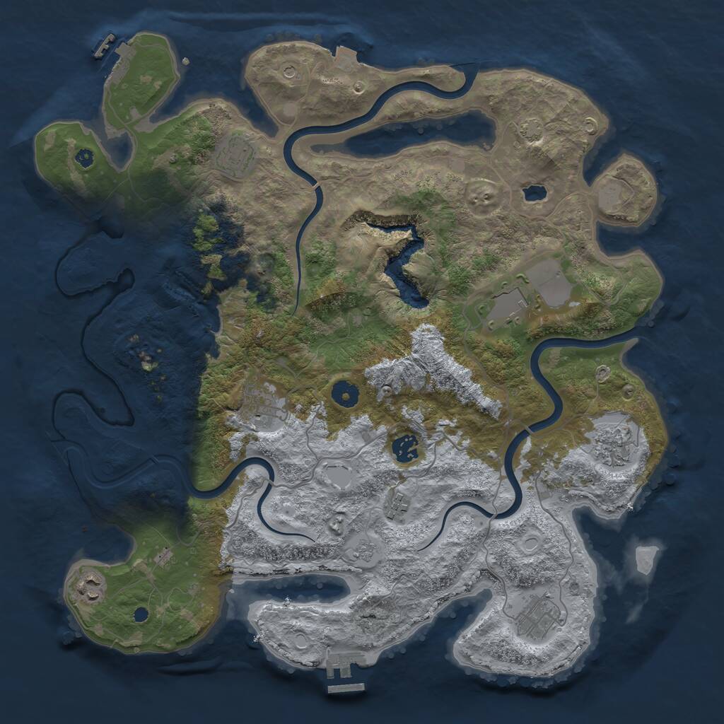 Rust Map: Procedural Map, Size: 4000, Seed: 2135682129, 14 Monuments