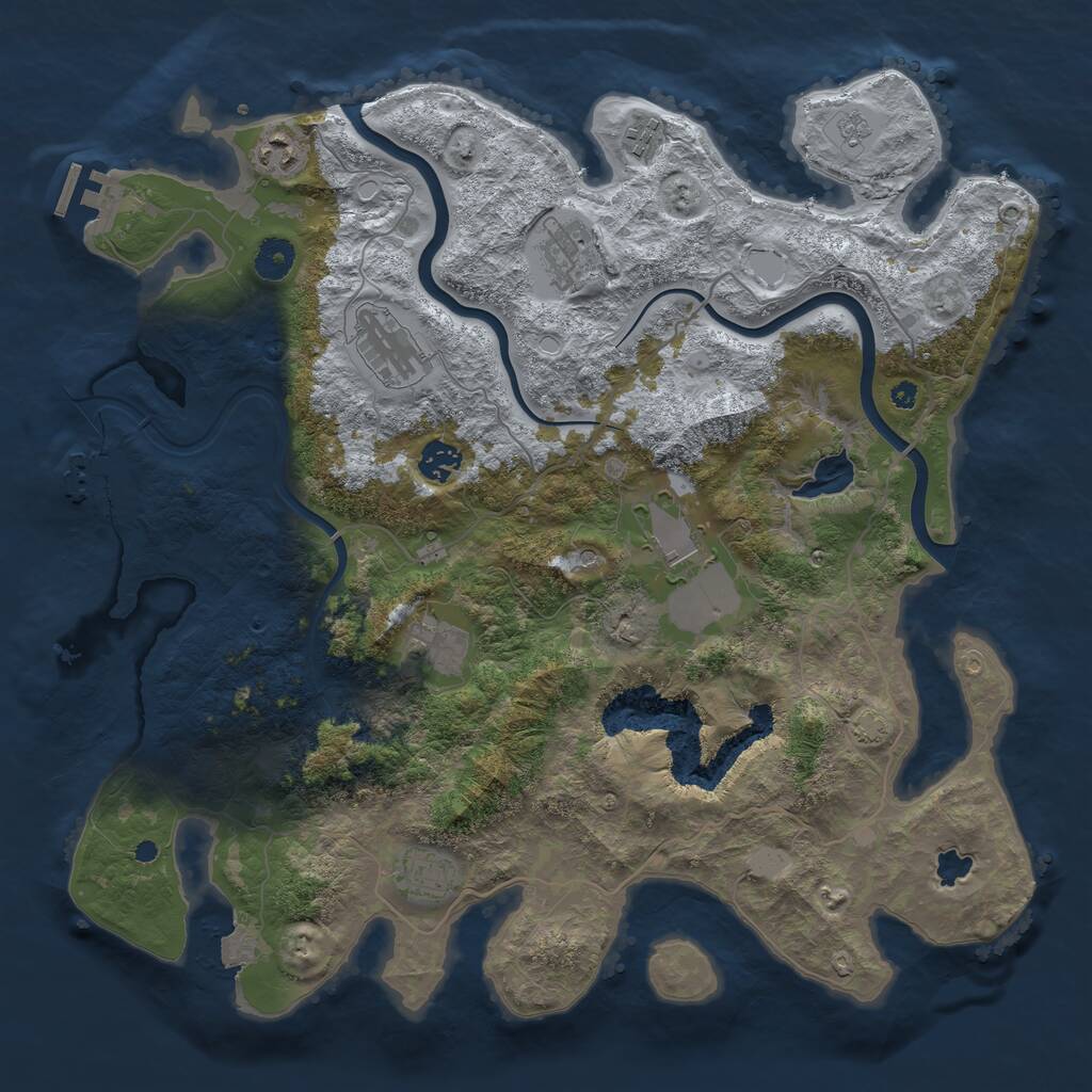 Rust Map: Procedural Map, Size: 4000, Seed: 965344777, 14 Monuments