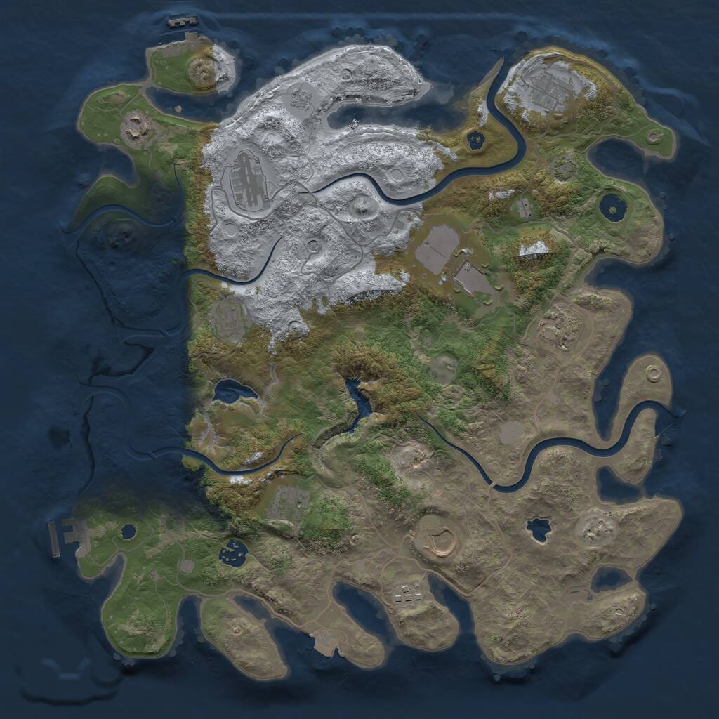Rust Map: Procedural Map, Size: 4000, Seed: 1673229444, 16 Monuments