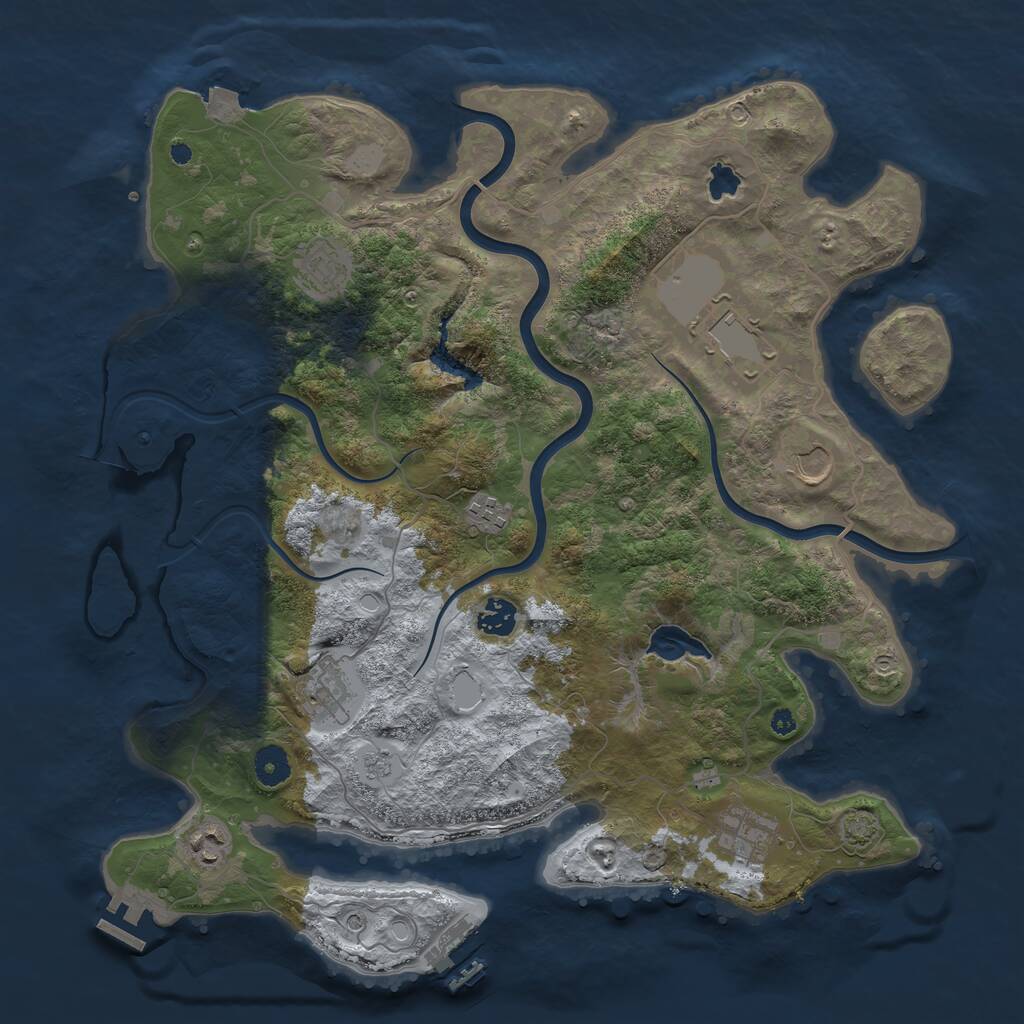 Rust Map: Procedural Map, Size: 4000, Seed: 18531746, 14 Monuments