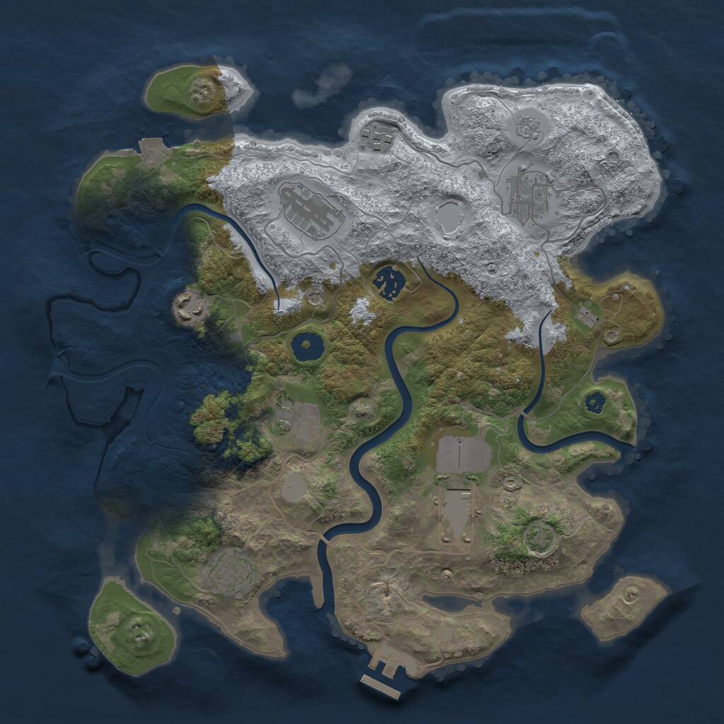 Rust Map: Procedural Map, Size: 3500, Seed: 596342446, 13 Monuments