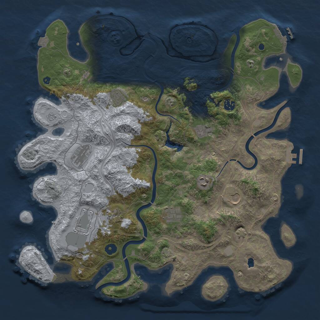 Rust Map: Procedural Map, Size: 4250, Seed: 1220282457, 16 Monuments
