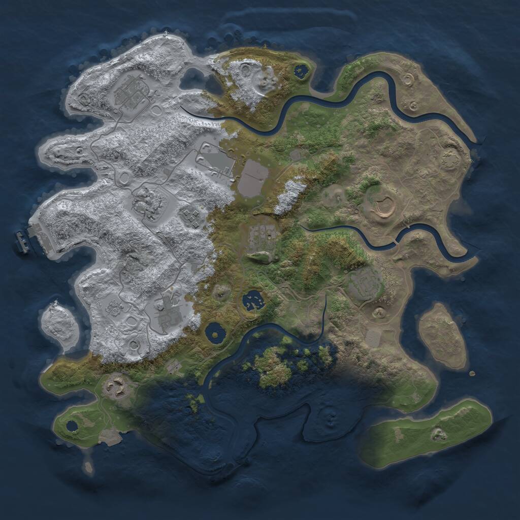 Rust Map: Procedural Map, Size: 3750, Seed: 383899, 15 Monuments