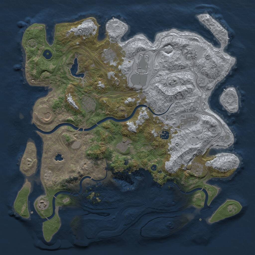 Rust Map: Procedural Map, Size: 4250, Seed: 1486961134, 16 Monuments