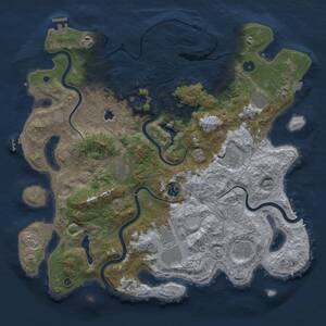 Thumbnail Rust Map: Procedural Map, Size: 4300, Seed: 2107543587, 14 Monuments