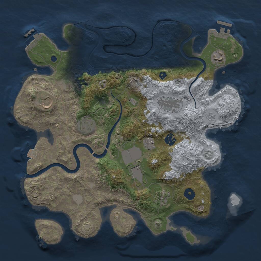 Rust Map: Procedural Map, Size: 3500, Seed: 1935704603, 14 Monuments
