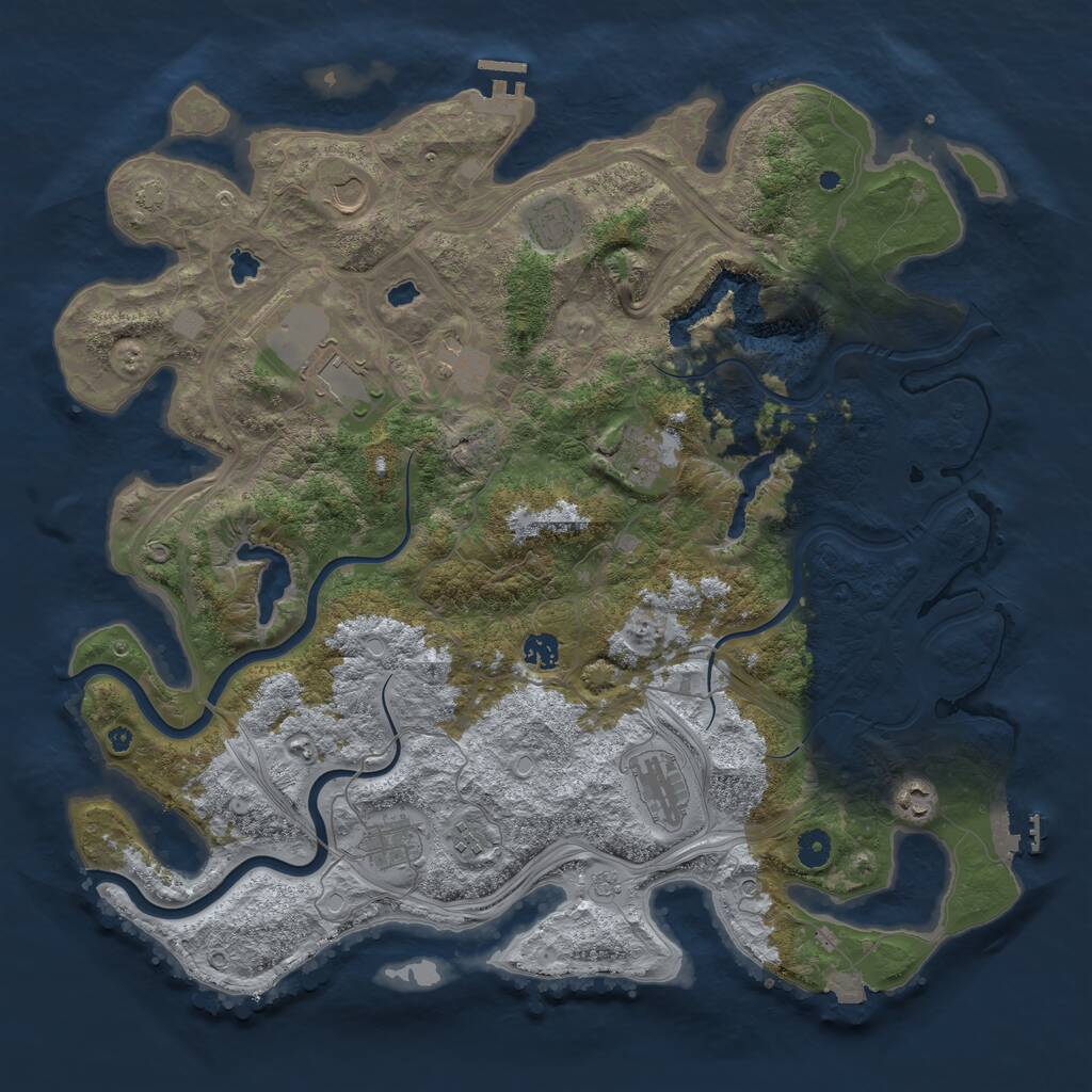 Rust Map: Procedural Map, Size: 4500, Seed: 964912411, 16 Monuments