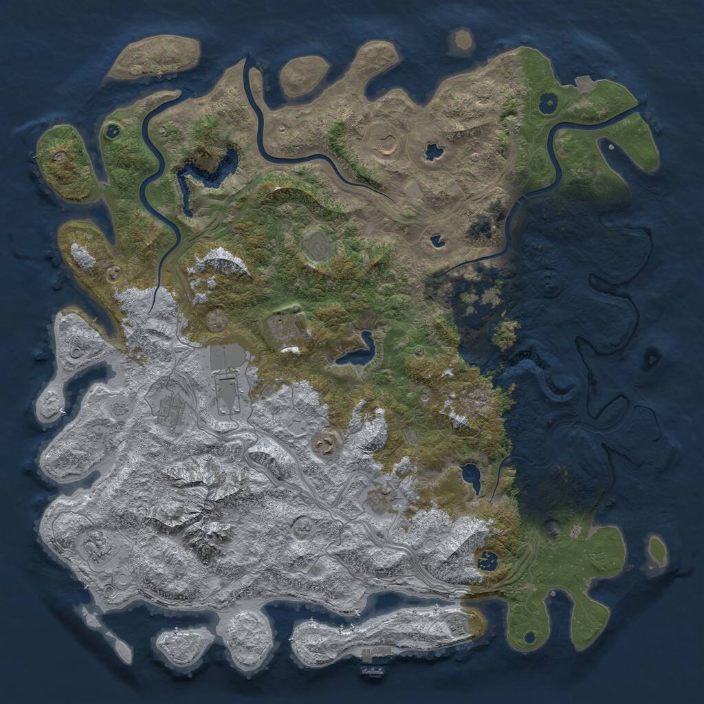 Rust Map: Procedural Map, Size: 5250, Seed: 1230646500, 17 Monuments