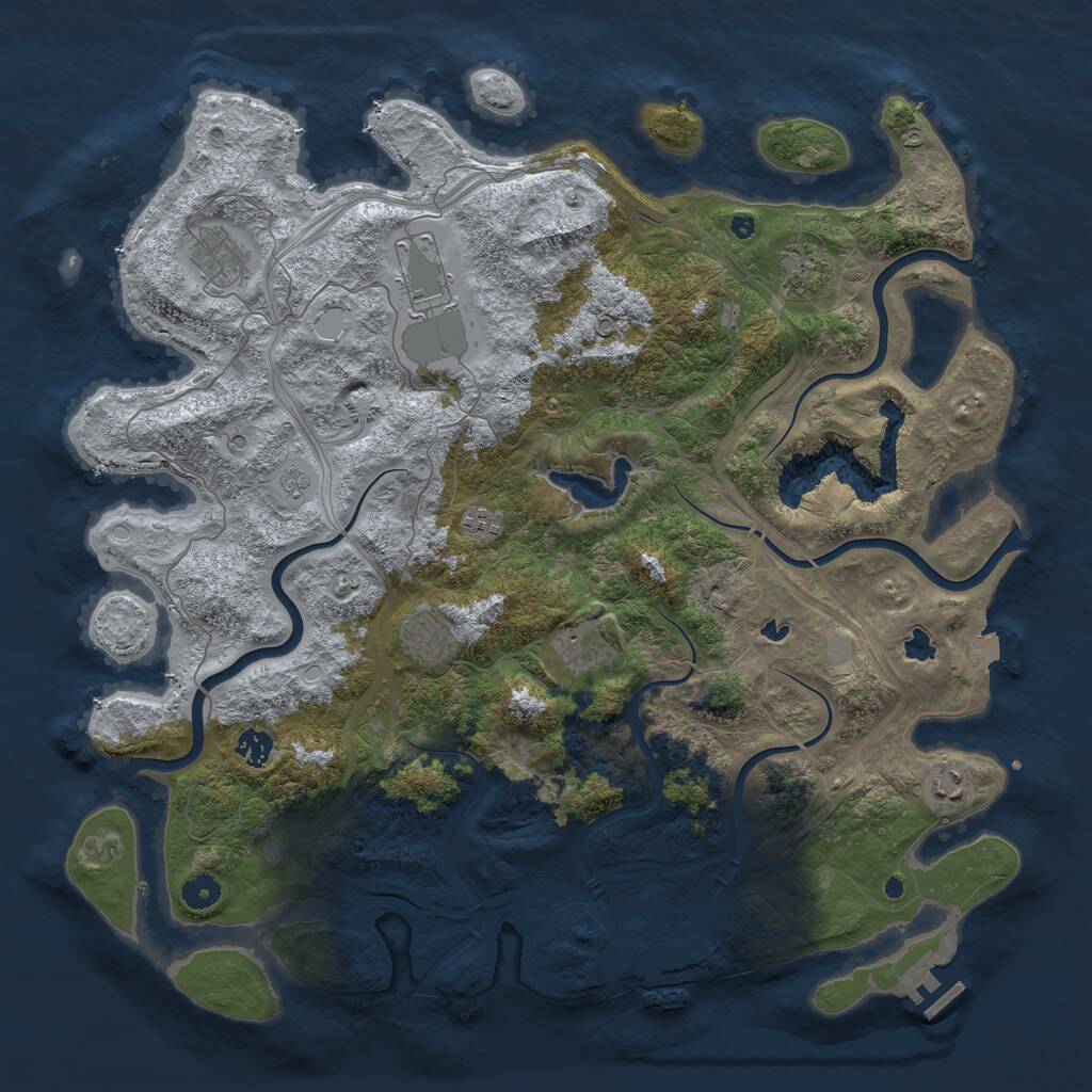 Rust Map: Procedural Map, Size: 4500, Seed: 2000244309, 14 Monuments