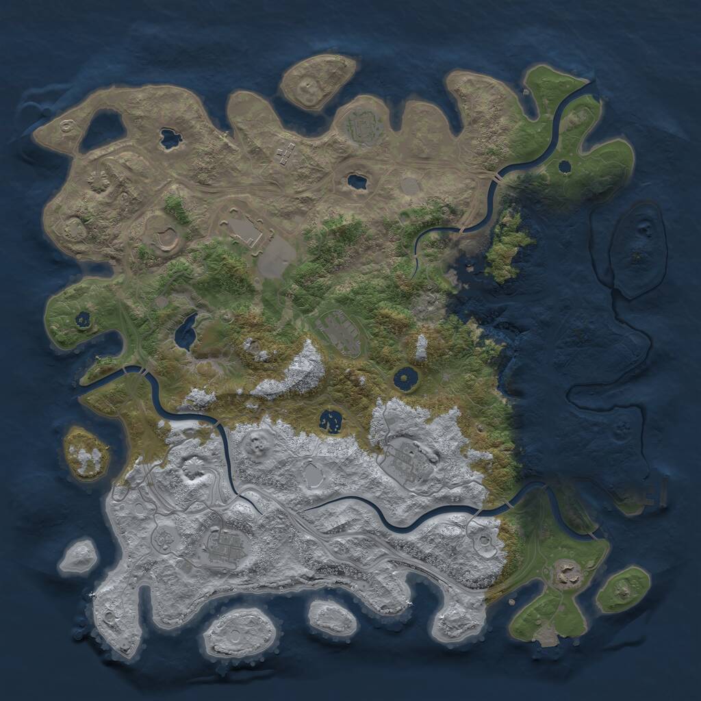 Rust Map: Procedural Map, Size: 4500, Seed: 1881660526, 15 Monuments
