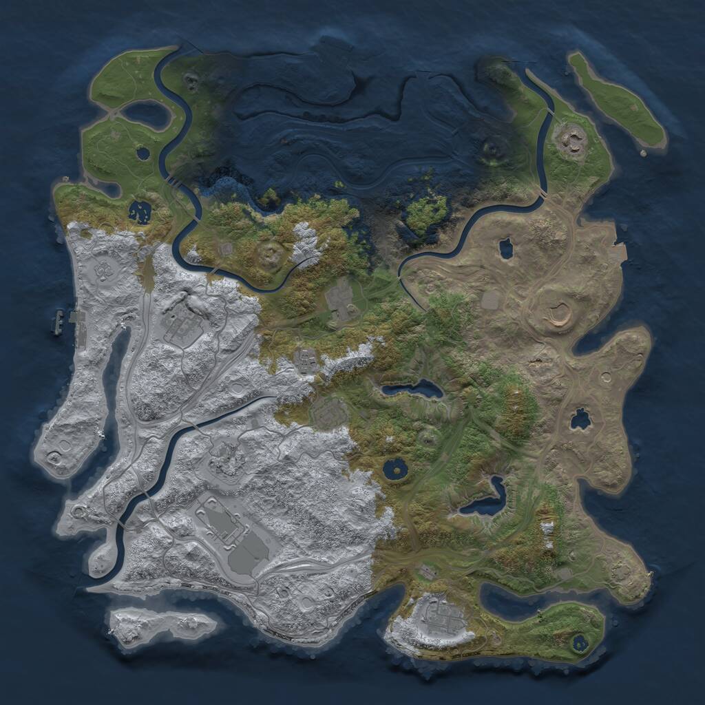 Rust Map: Procedural Map, Size: 4500, Seed: 1592293689, 16 Monuments