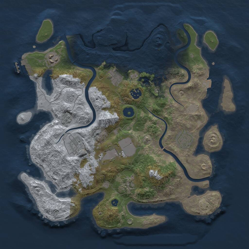 Rust Map: Procedural Map, Size: 3500, Seed: 774038859, 14 Monuments
