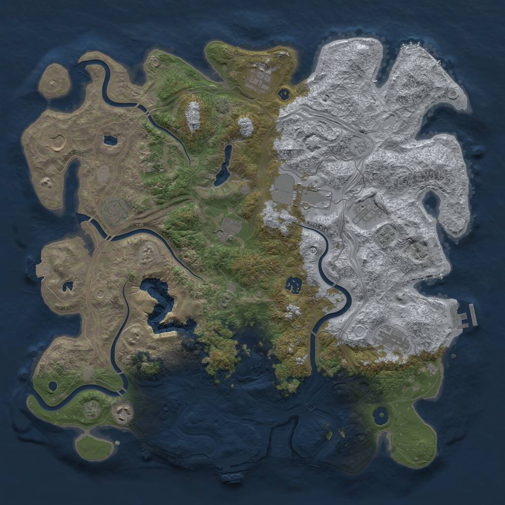 Rust Map: Procedural Map, Size: 4500, Seed: 415720692, 17 Monuments