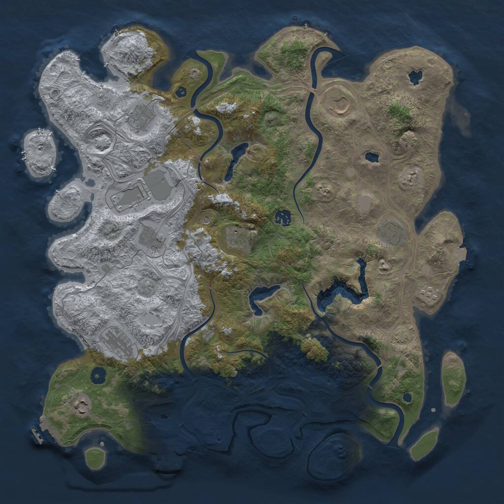 Rust Map: Procedural Map, Size: 4500, Seed: 443444521, 16 Monuments