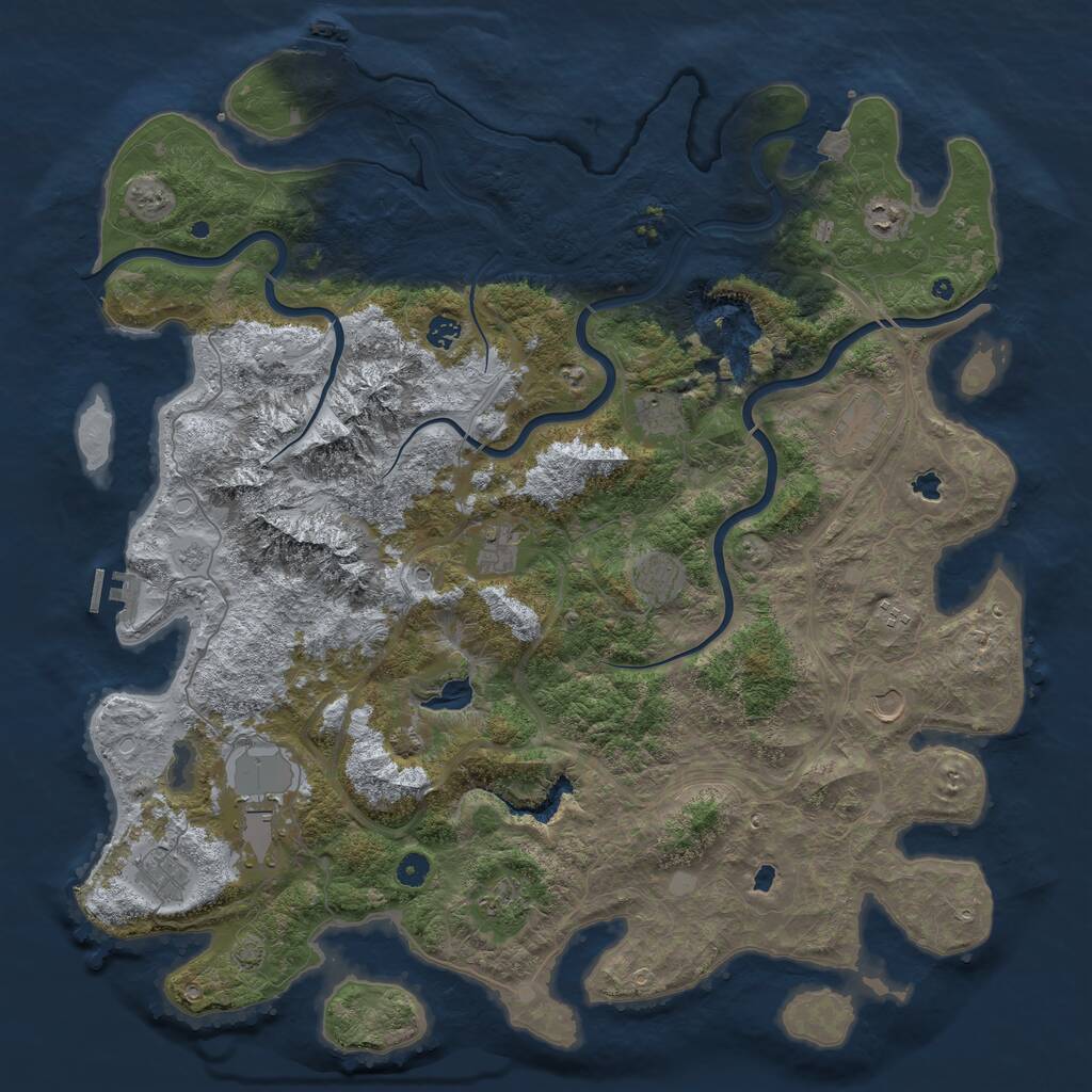 Rust Map: Procedural Map, Size: 5000, Seed: 312678, 17 Monuments