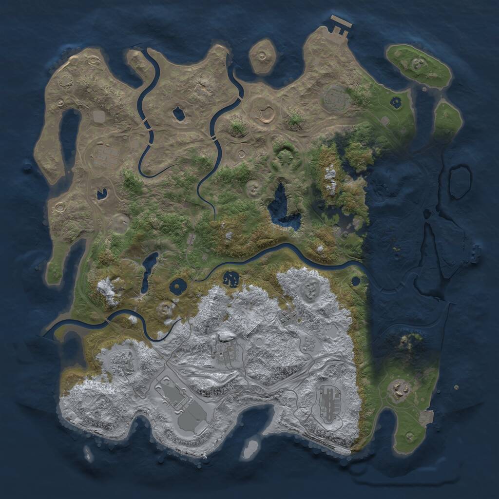 Rust Map: Procedural Map, Size: 4500, Seed: 2134933477, 17 Monuments