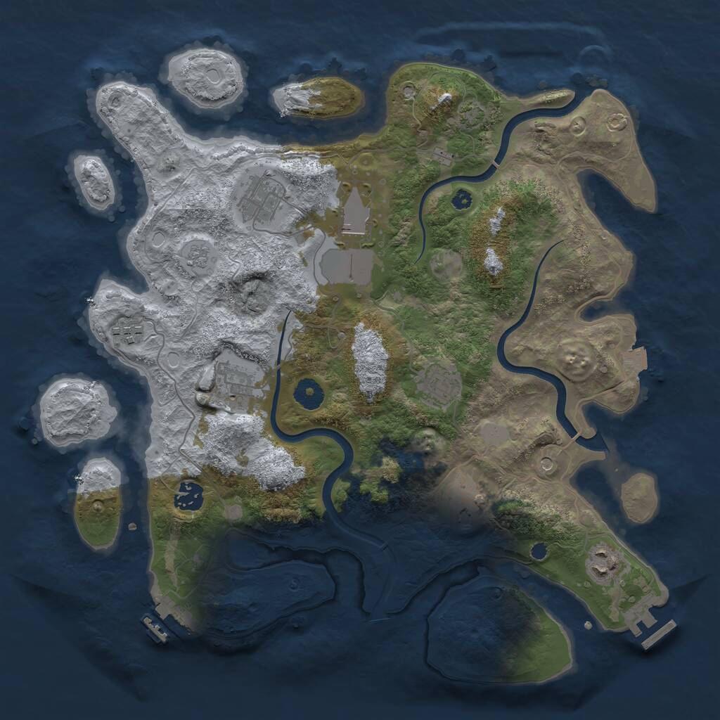 Rust Map: Procedural Map, Size: 3650, Seed: 51186468, 14 Monuments