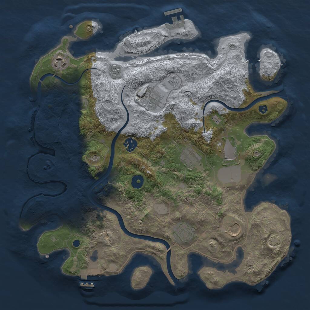 Rust Map: Procedural Map, Size: 3500, Seed: 390272635, 14 Monuments